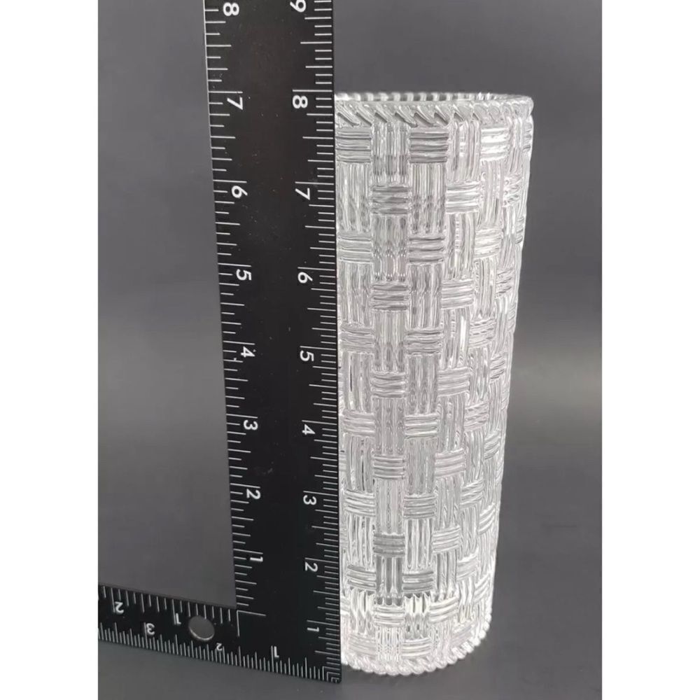 Tiffany & Co Crystal Vase 8" Cylinder Basket Weave Signed /Heavy Made in Germany - Picture 5 of 7